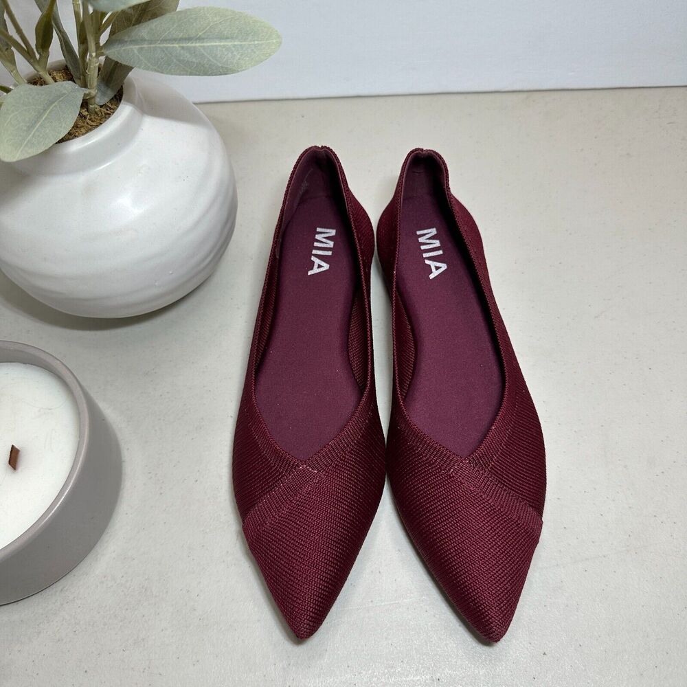 Mia Aurrora Flyknit Flat Burgundy Pointed Toe Shoes Women's 6M QI00183SF NWOB - Picture 5 of 8